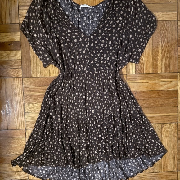 !!Price Drop!! Millibon Brown and White Floral Mini Sundress - Picture 2 of 6